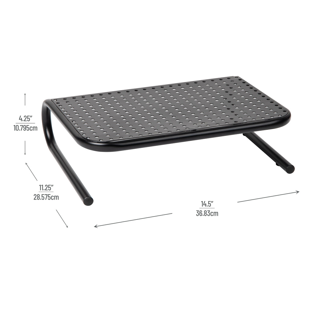 Mind Reader Monitor Stand, Ventilated Laptop Riser, Desktop Organizer, Metal, 14.5"L x 11.25"W x 4.25"H, Set of 2, Black - Image 3