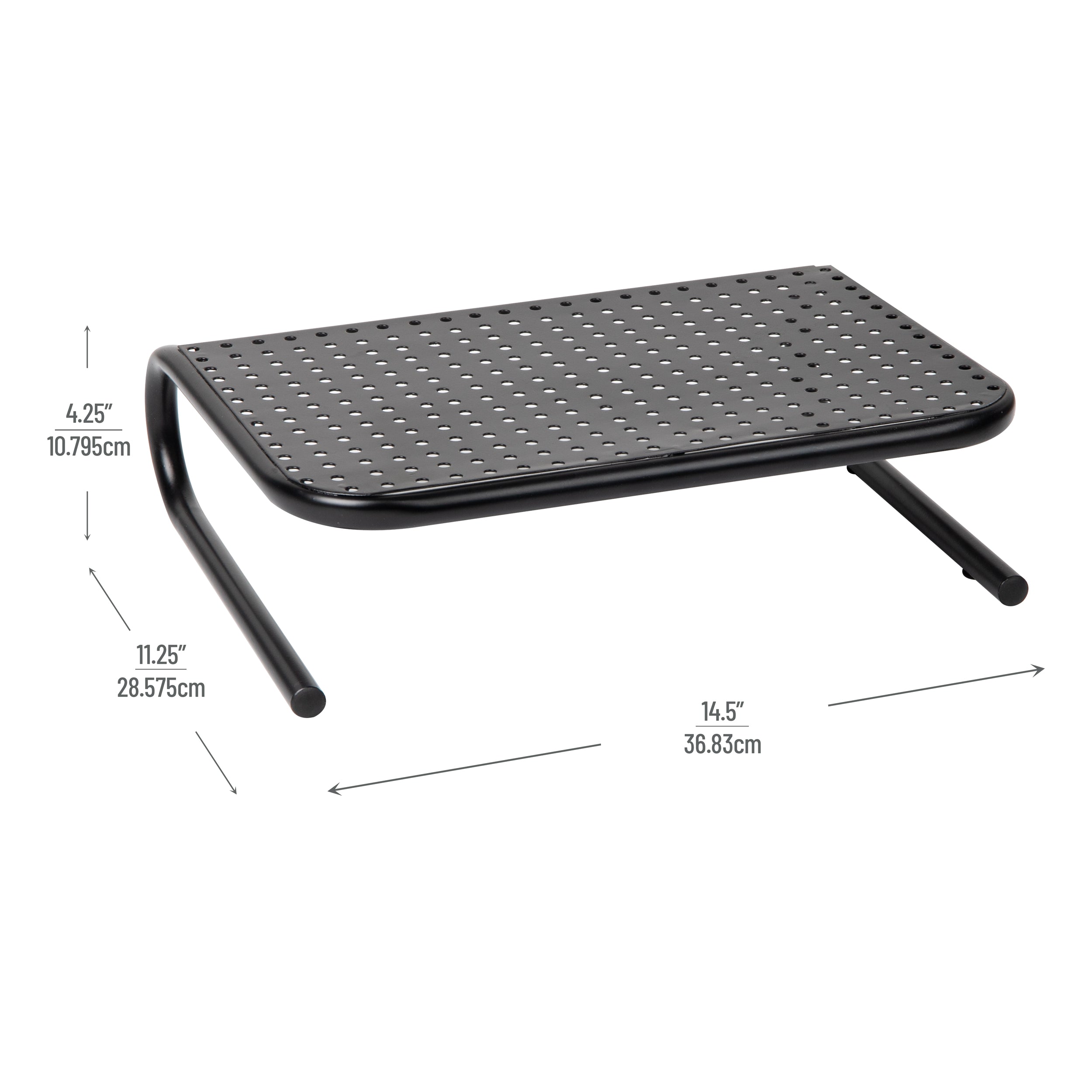 Mind Reader Monitor Stand, Ventilated Laptop Riser, Desktop Organizer, Metal, 14.5"L x 11.25"W x 4.25"H, Set of 2, Black - Image 3