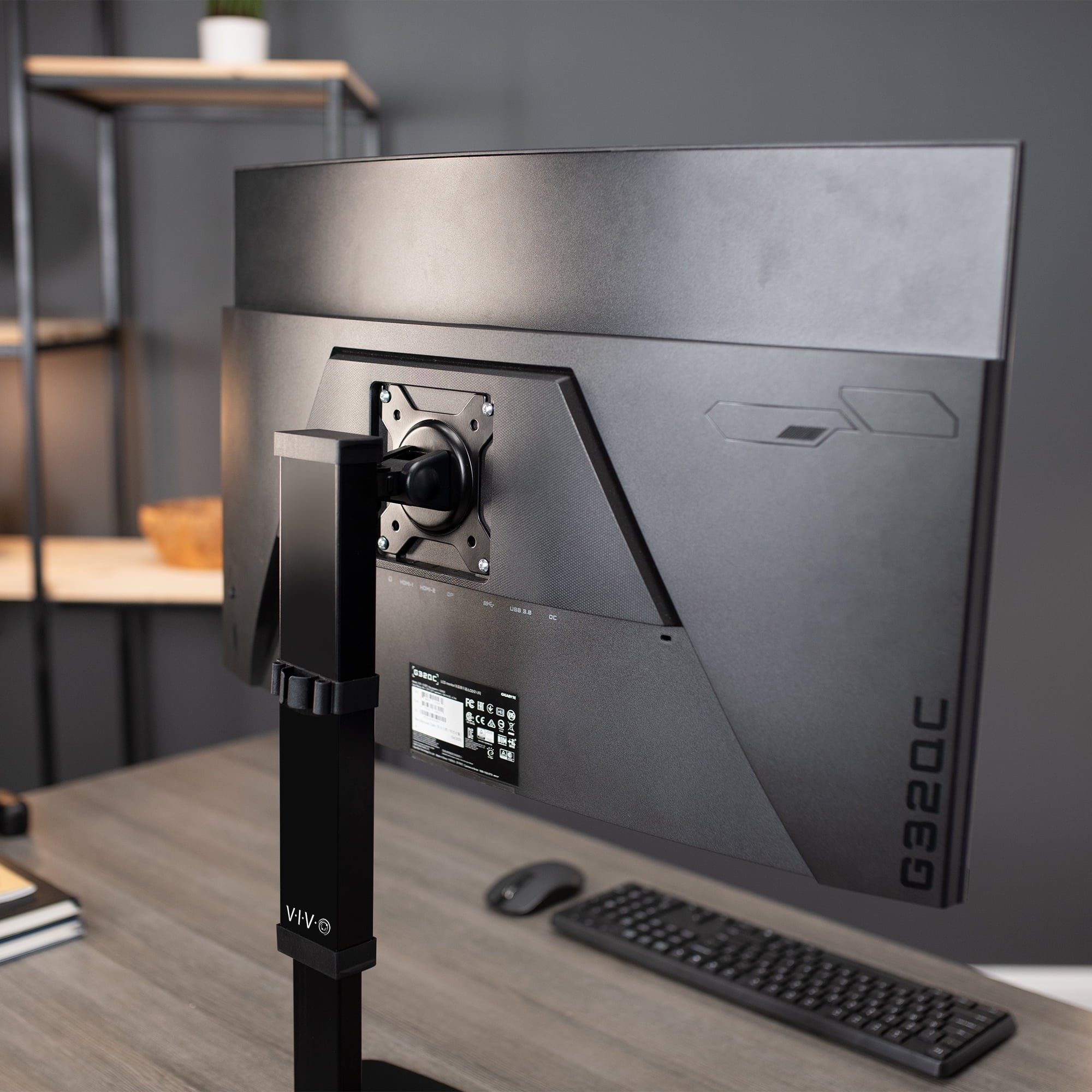 Tall Single Monitor Mount Height Adjustable Stand | Fits 1 Screen up to 32" - Image 3