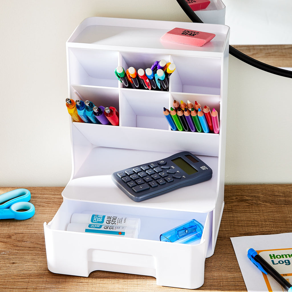 White Tall Organizer Plastic Desktop Organizer - Image 2