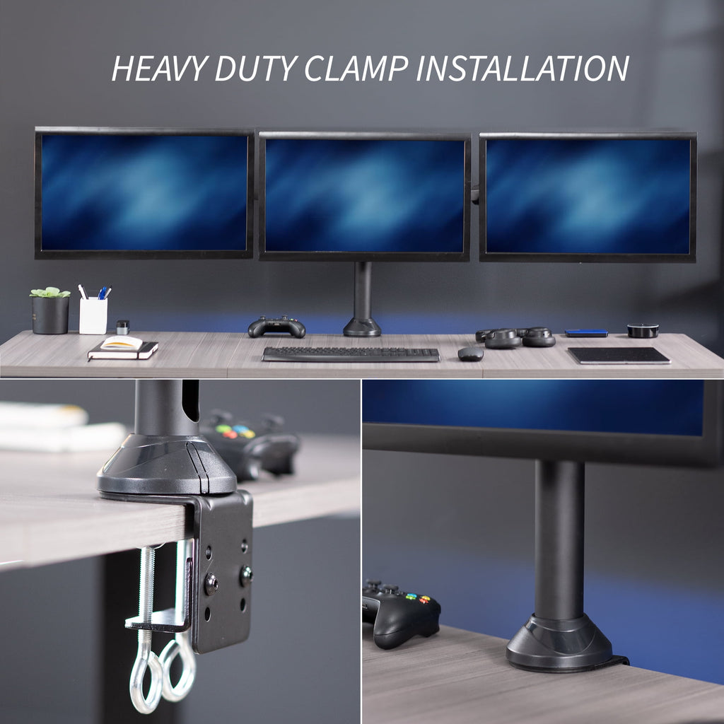 VIVO Triple Monitor Desk Mount, Heavy Duty Stand, Computer Screens up to 32" - Image 6