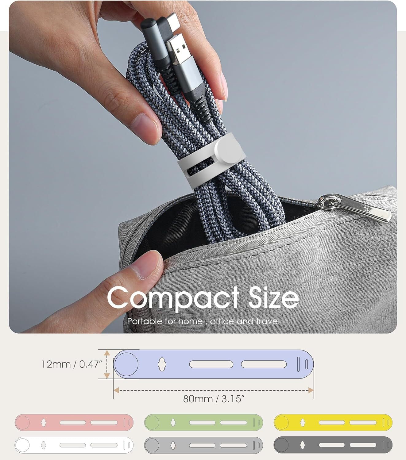 LQQBOX 35Pcs Reusable Cable Ties, Adjustable Silicone Cord Organizer Small Zip Ties for Charging Cords Earphone Computer Wire, Office Desk C - Image 2