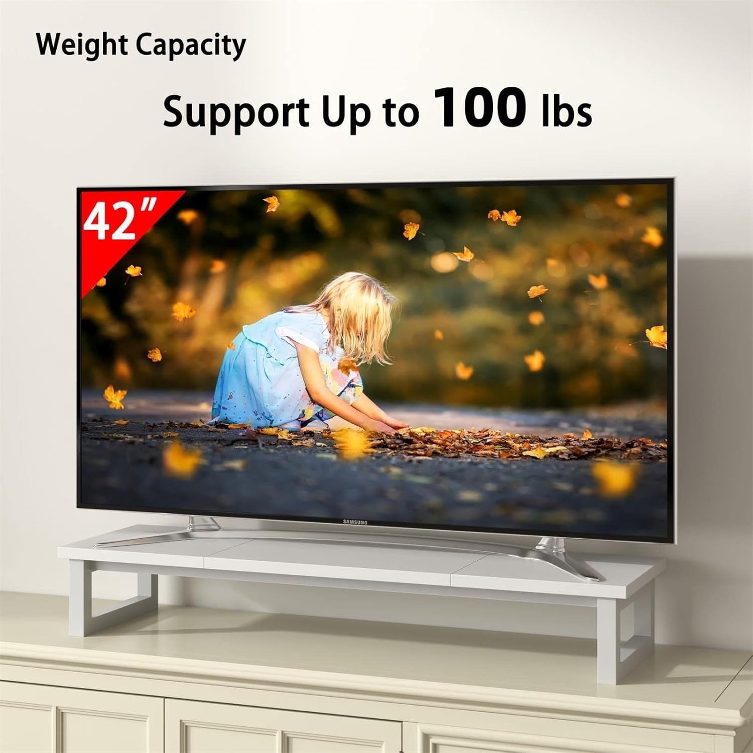Riser, 39Inch Large s for 2 s, Computer , Wooden Desktop Oraganizer Shelf for Office Desk Computer,Laptop,TV - Image 3