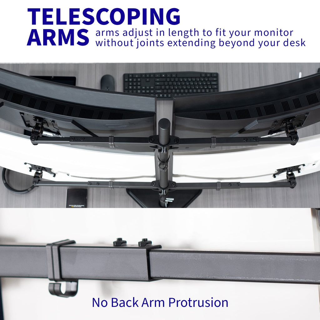 Telescoping Quad Ultra Wide 27" to 38" Monitor Freestanding Desk Stand - Image 4