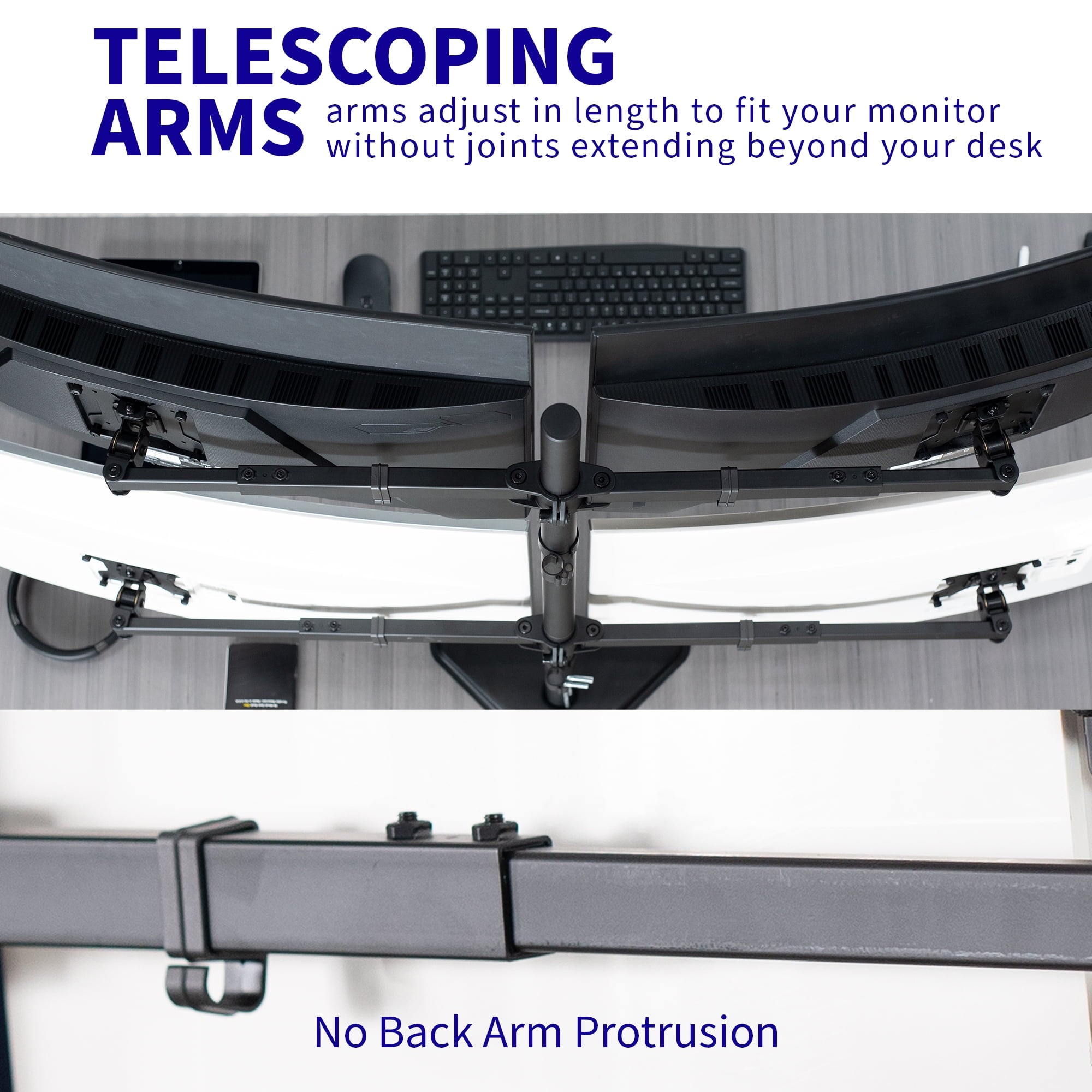 Telescoping Quad Ultra Wide 27" to 38" Monitor Freestanding Desk Stand - Image 4
