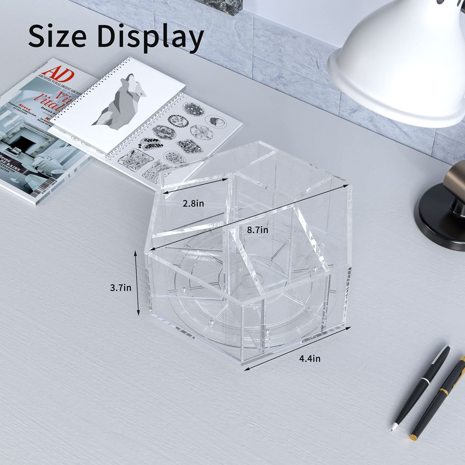Acrylic Pen Holder Pencil Organizer, 360-Degree Rotating Pencil Holder, Crayon Organizer Marker Holder Caddy Art Supp... - Image 6
