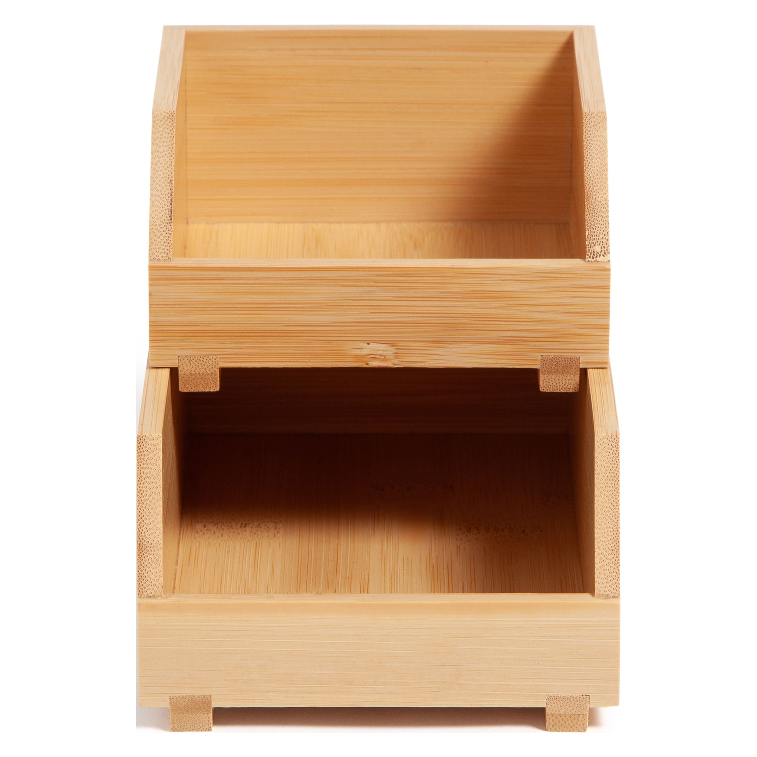 Stacking Bins, Set of 2, 4.5" x 7.7" x 5", Bamboo, Made of Natural Materials - Image 2