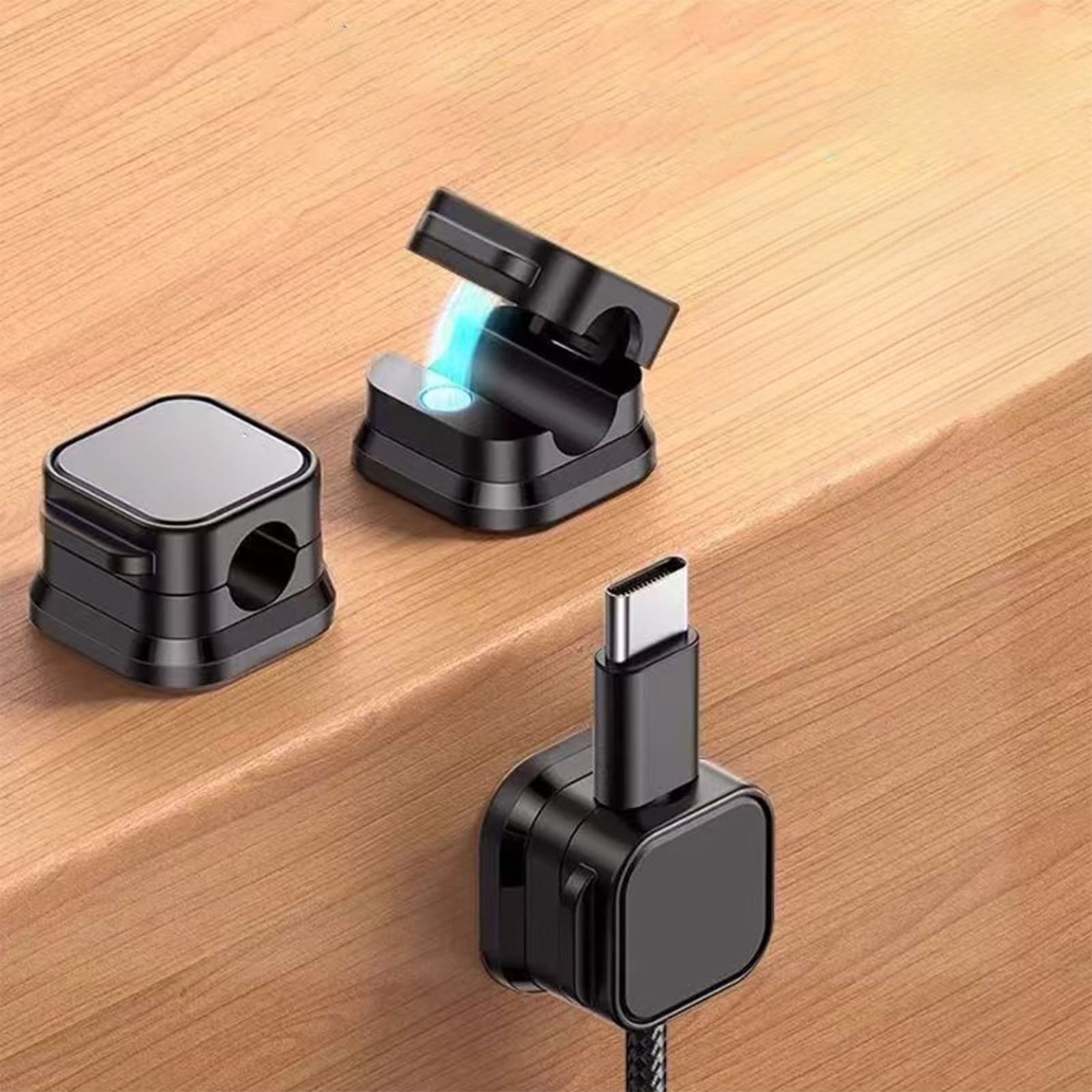 6 Pack Magnetic Cable Clips Organizer Black White Hands Free Cord Holder for Desk Wall TV Computer Phone Charger Head... - Image 4