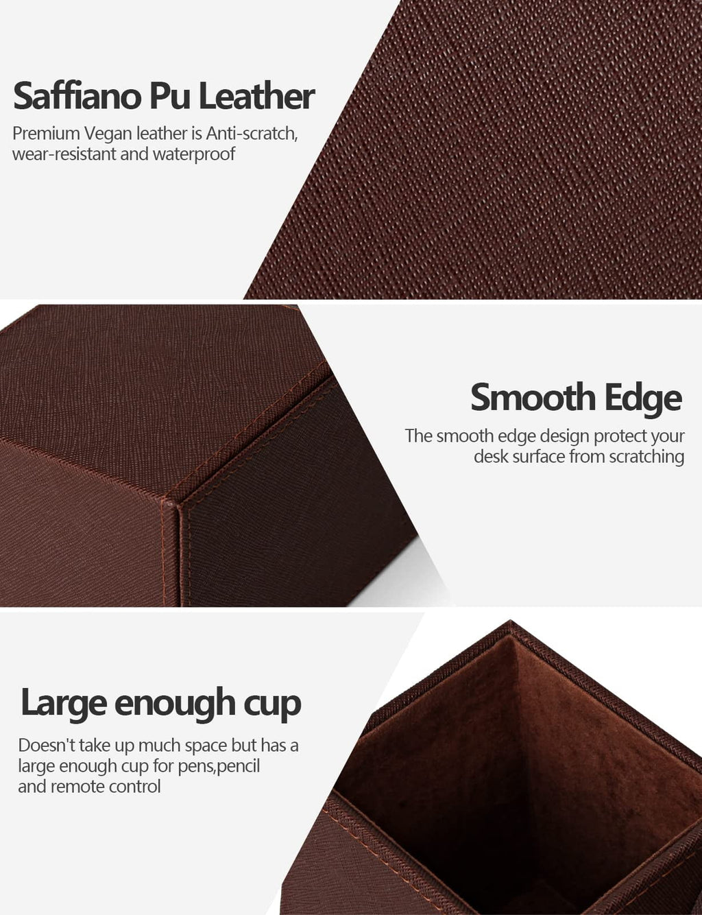 Desk Organizer with Wireless Charging for iPhone, PU Leather with Pencil Holder for Desk & Nightstand, Brown - Image 5