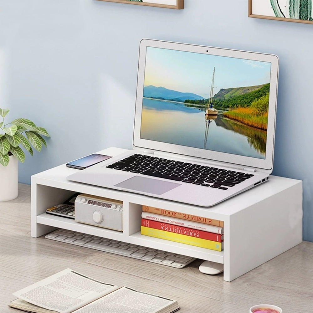 Monitor Stand Riser for Desk, 16.5 inch Computer Stand Desk Shelf, White 2-Tier - Image 4