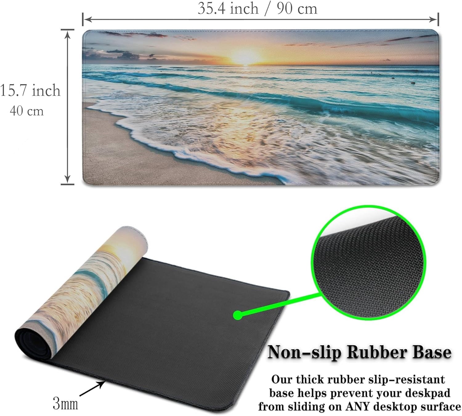 Keyboard Mats Desk Accessories Kit Gaming Mousepad Big Mouse Pads Pc Desk Mat Full Desk Mat Waterproof Non-Slip Rubber Base 35.4" X 15.7" fo - Image 6