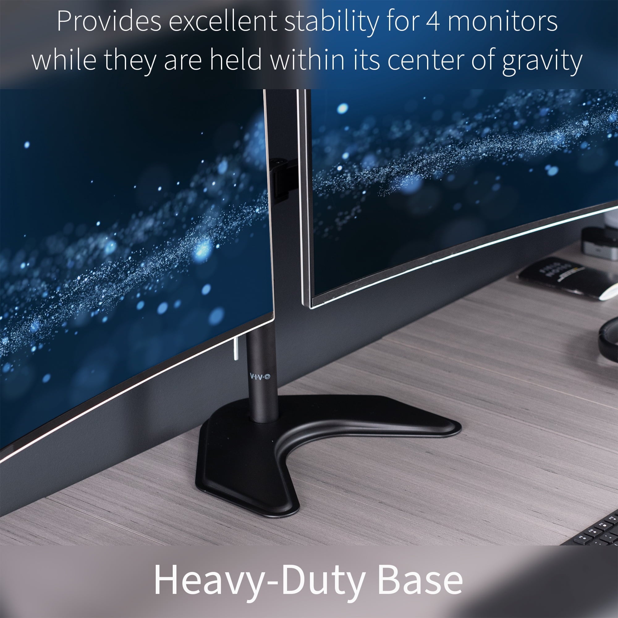 Telescoping Quad Ultra Wide 27" to 38" Monitor Freestanding Desk Stand - Image 5