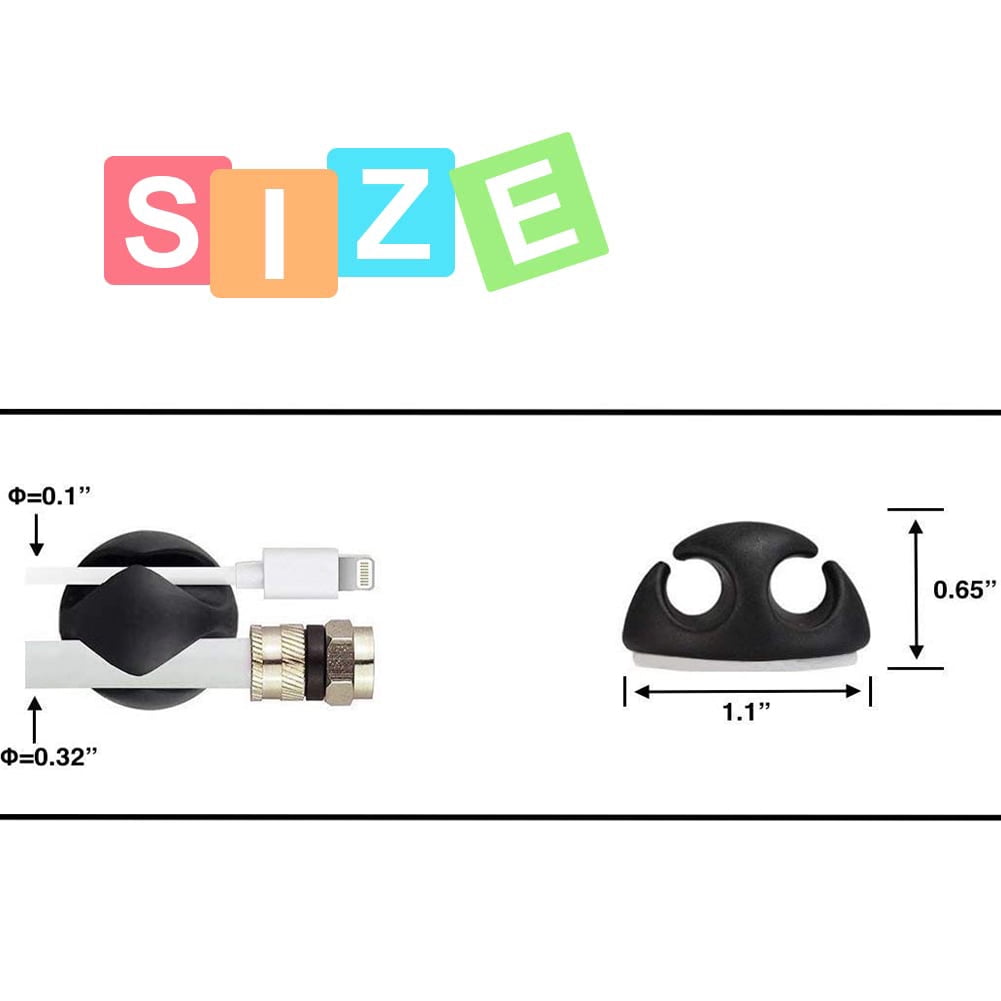 NimJoy 12 Slots Black Cable Clips Holiday Wires Organizer Adhesive Cord Holders Management for Home College-Dorm Office Car, 6PK - Image 2