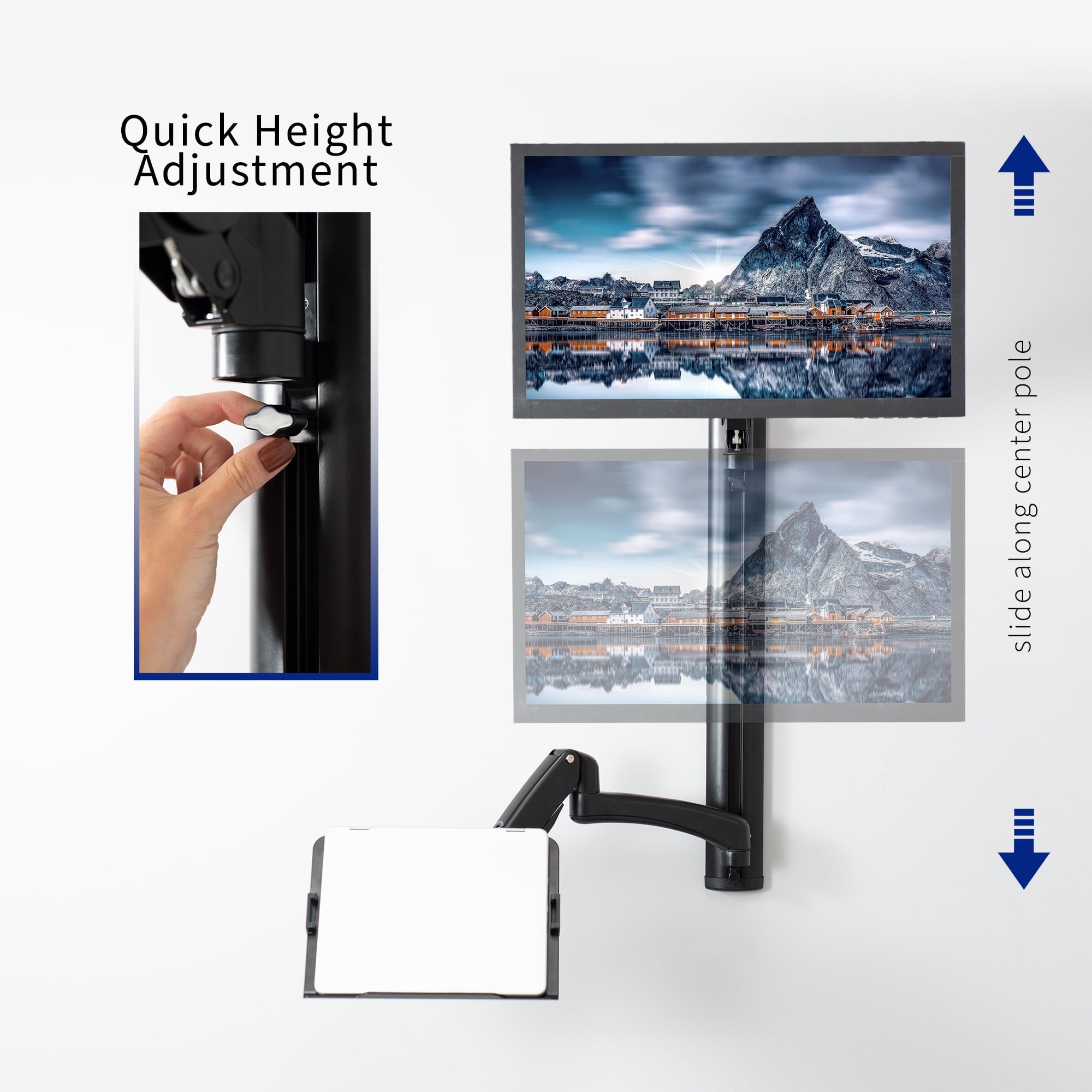 VIVO Sit Stand Adjustable Monitor Laptop Computer Workstation, Fits  27" Screens - Image 5