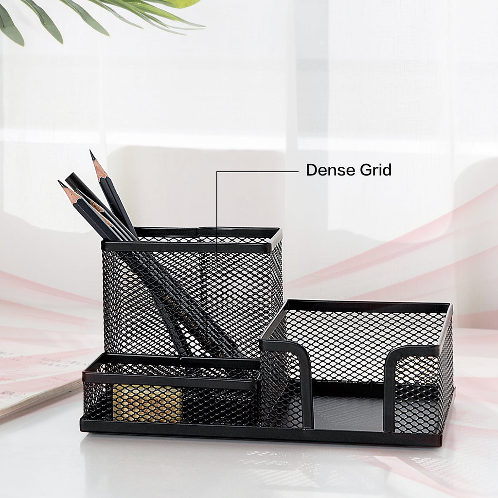 3-Compartments Organizer with Pencil Holder, Black - Image 6