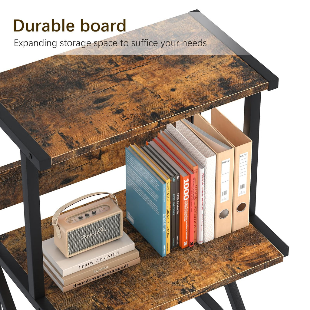 with 3 Tier Wood Storage Shelves,Under Desk Table,Multi-Purpose Home Office Desk Organizer for Fax Machine, Scanner (... - Image 4