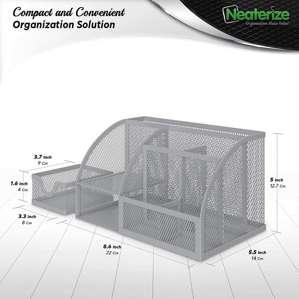 Desk Organizer- Mesh Desktop Organizer and Holder for Pen, Pencil, Small Office Supplies and Stationary Accessories S... - Image 5