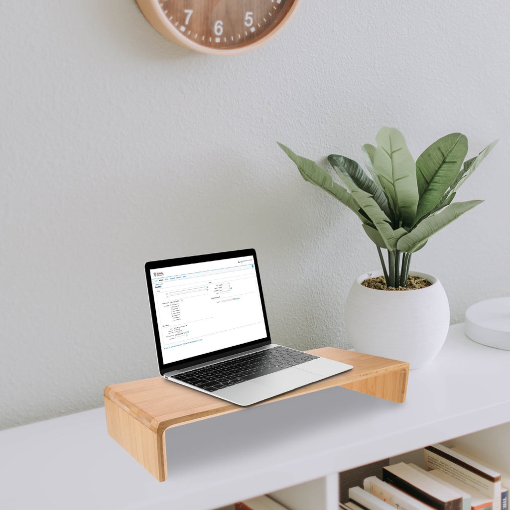 Beige Bamboo Monitor Riser Stand for Storage and Comfortable Viewing - Image 3