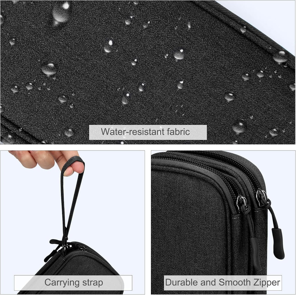 Black Travel Cable Organizer Pouch - Double Layer Electronic Accessories Case - Waterproof Portable Storage Bag for C... - Image 4