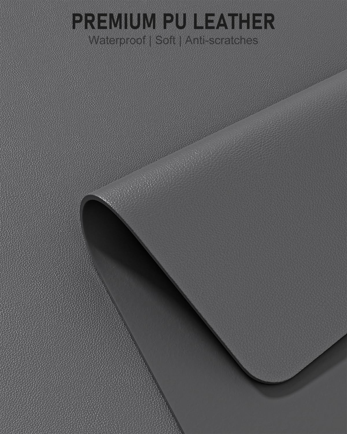 Kiibsot Desk Pad, 23.6" x 13.8" PU Leather Non-Slip Desk Mat Large Mouse Pad for Desktop, Waterproof Laptop Computer Writing Mat for Office, - Image 3
