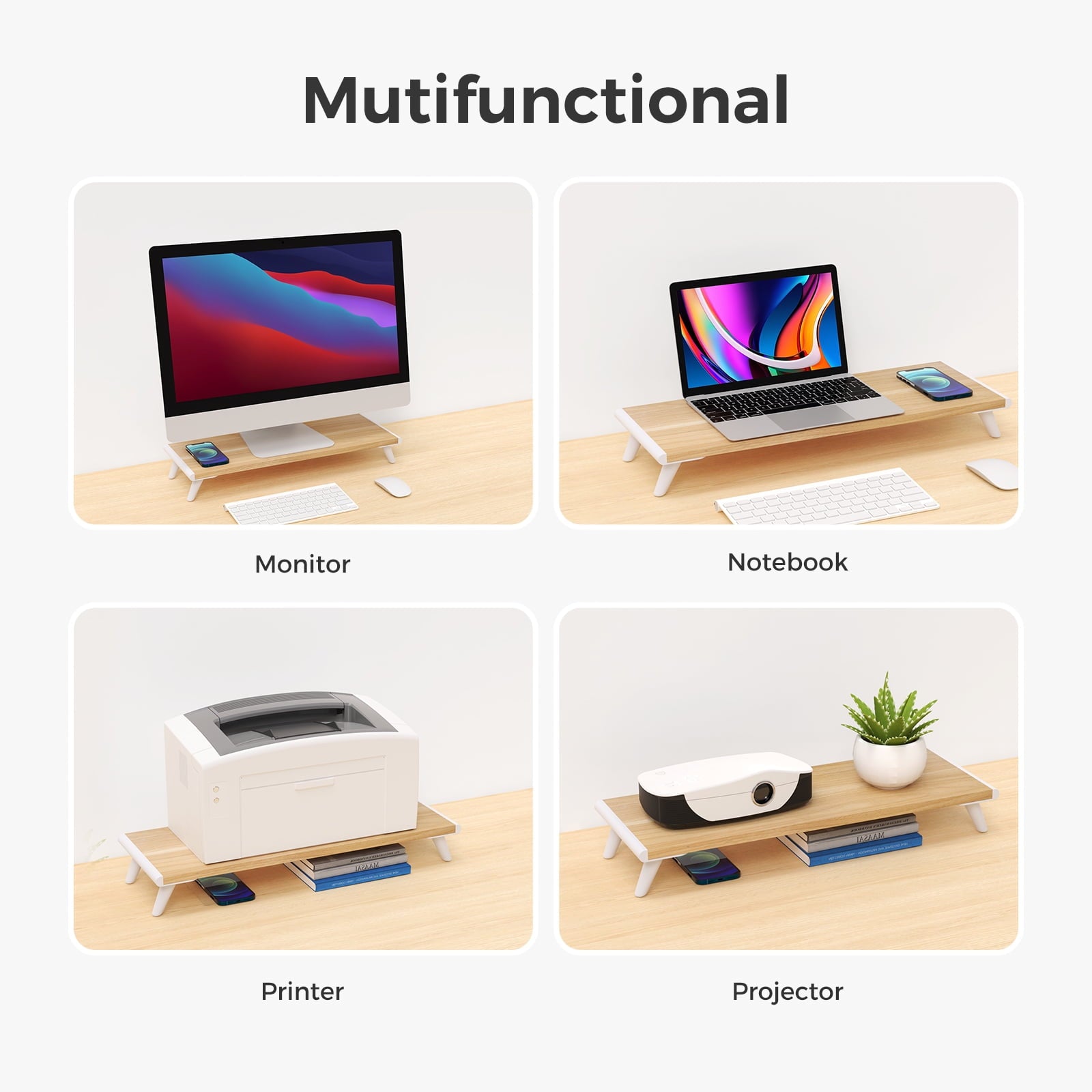 Monitor Stand Riser for Desk, 22.4" x 8.3" Larger Computer Stand for Laptop, PC, Printer - Image 5