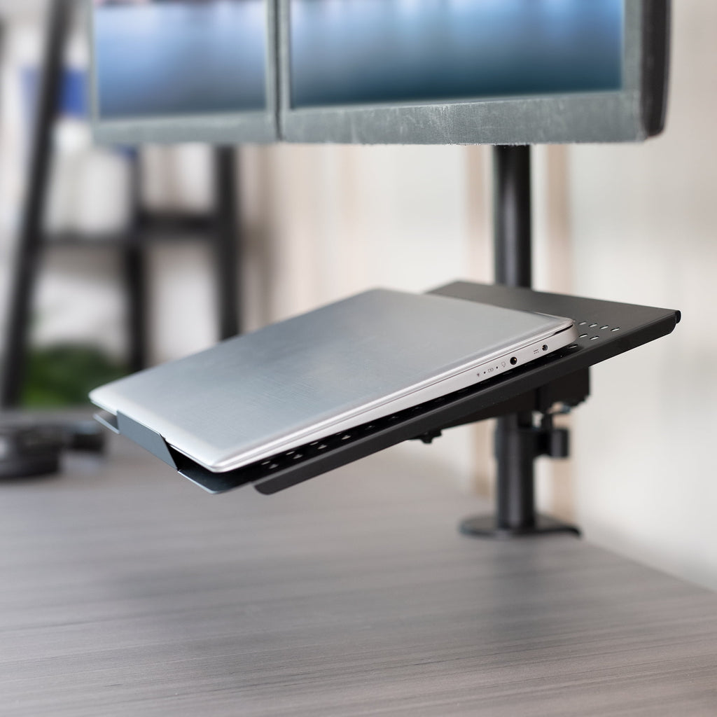 Dual 13" to 27" Monitor Mount with Laptop Holder, Tall Adjustable Stand - Image 3