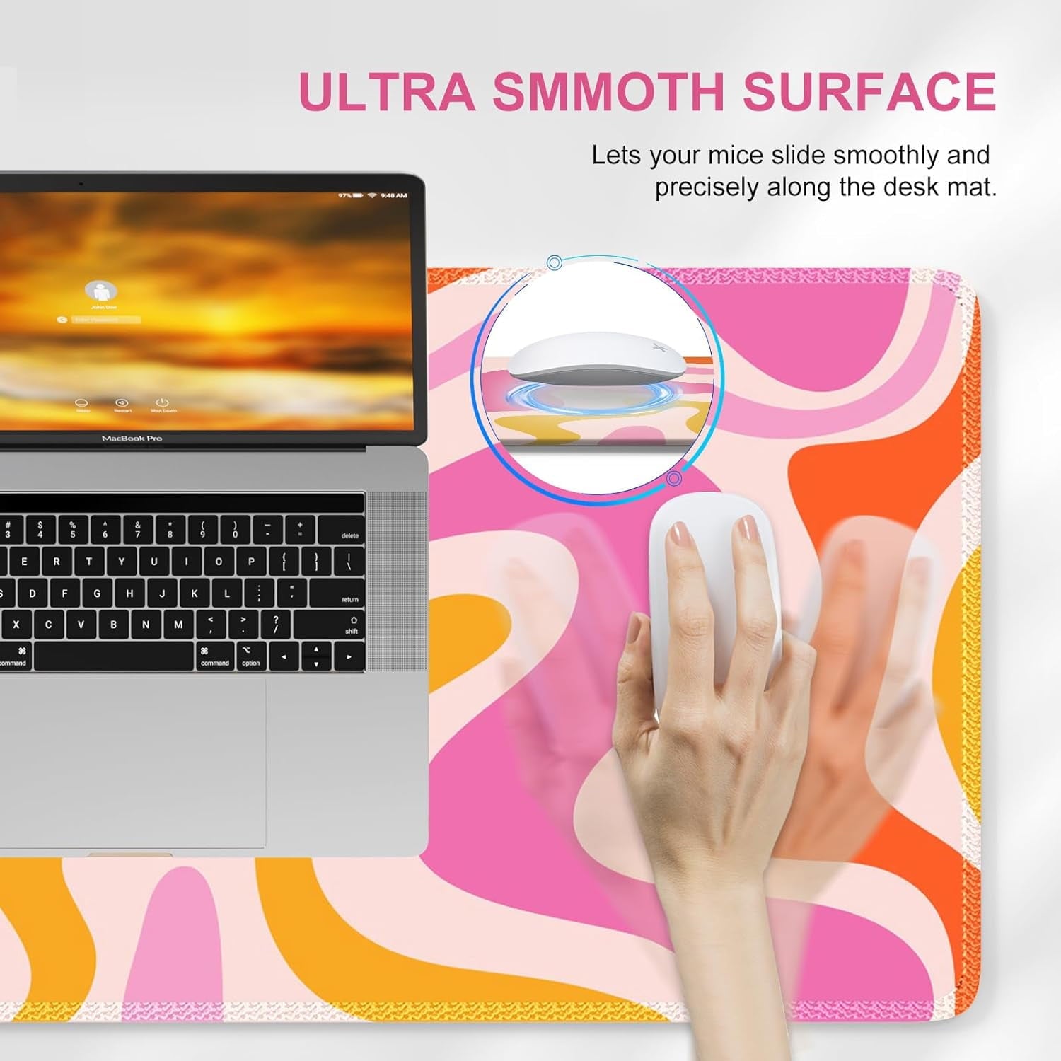 Pink Desk Mat Desktop, Computer Large Mouse Pad for Desk, Gaming Desk Pad Matt, Mousepad with Non-Slip Base, Cute XXL... - Image 3