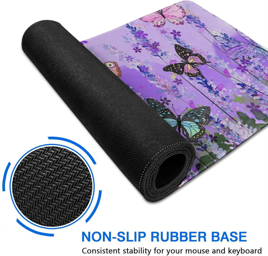 Butterfly Large Purple Desk Mat for Desktop - Office Desk Pad and Computer Desk Mat - Image 6