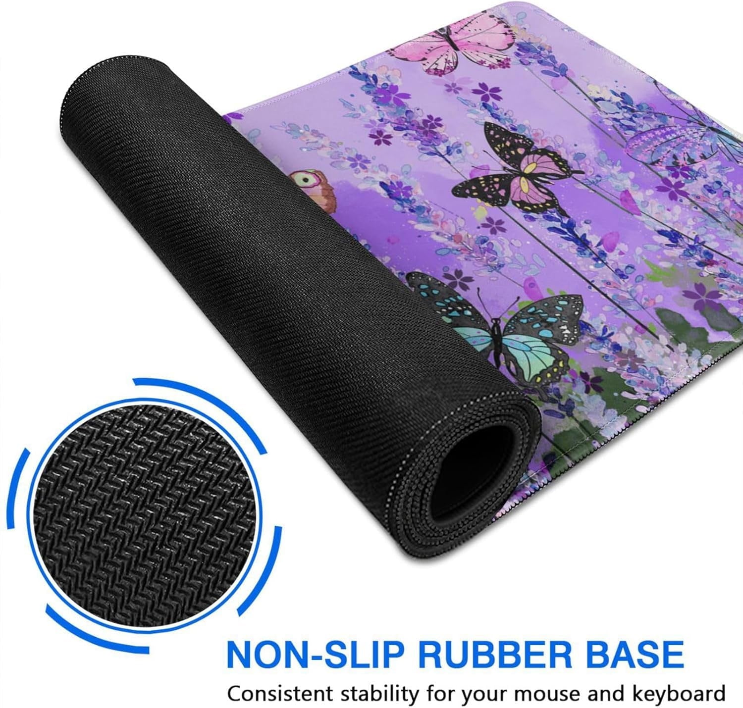 Butterfly Large Purple Desk Mat for Desktop - Office Desk Pad and Computer Desk Mat - Image 6