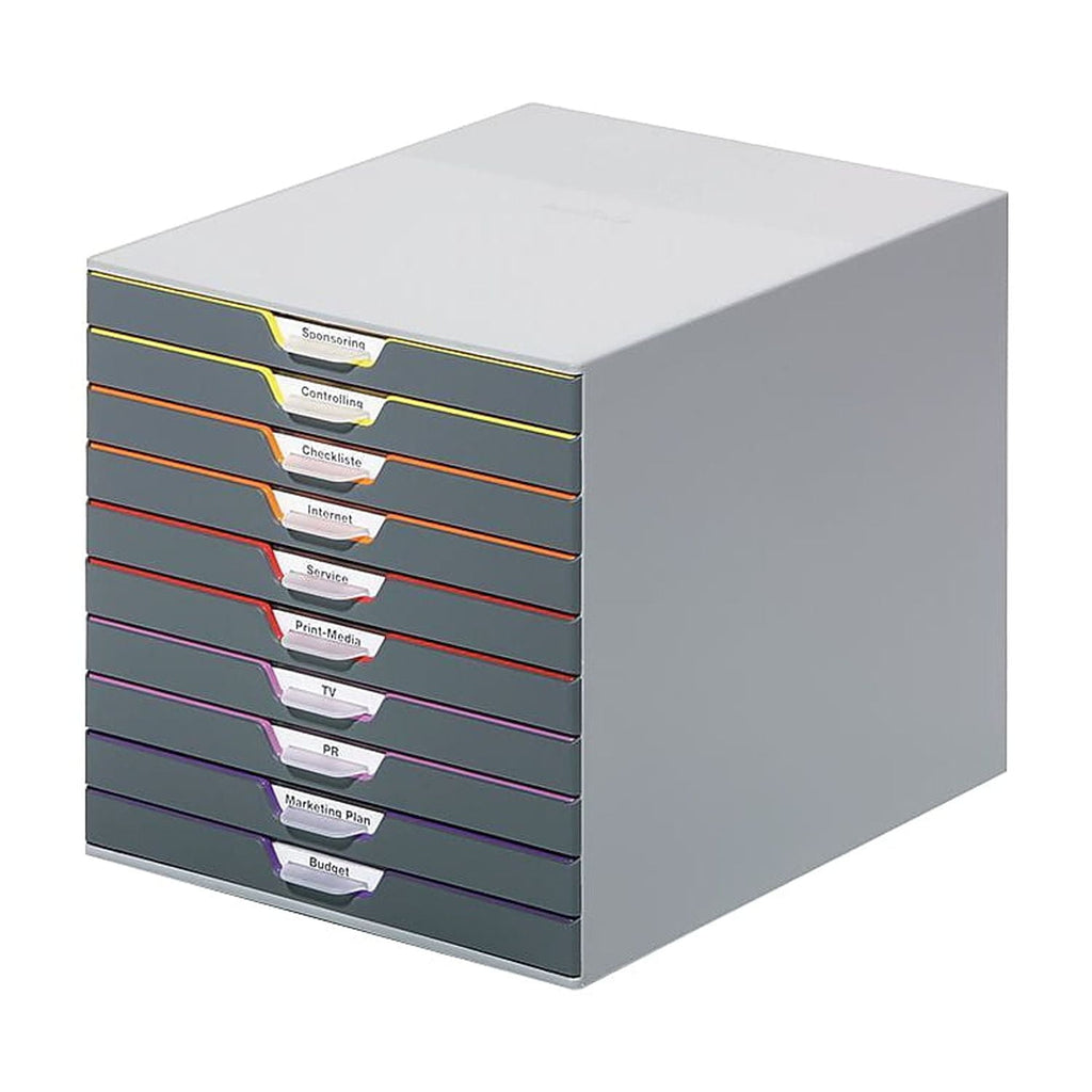 VARICOLOR 10-Compartment Stackable Plastic Drawer Box Gray (761027) - Image 3