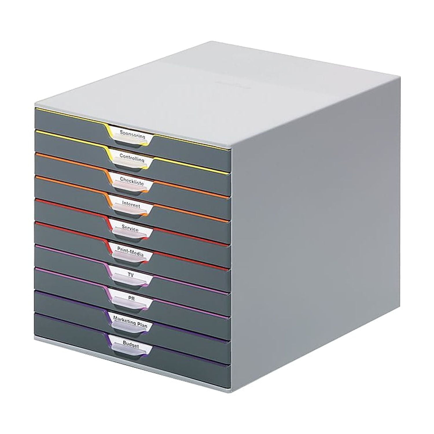 VARICOLOR 10-Compartment Stackable Plastic Drawer Box Gray (761027) - Image 3