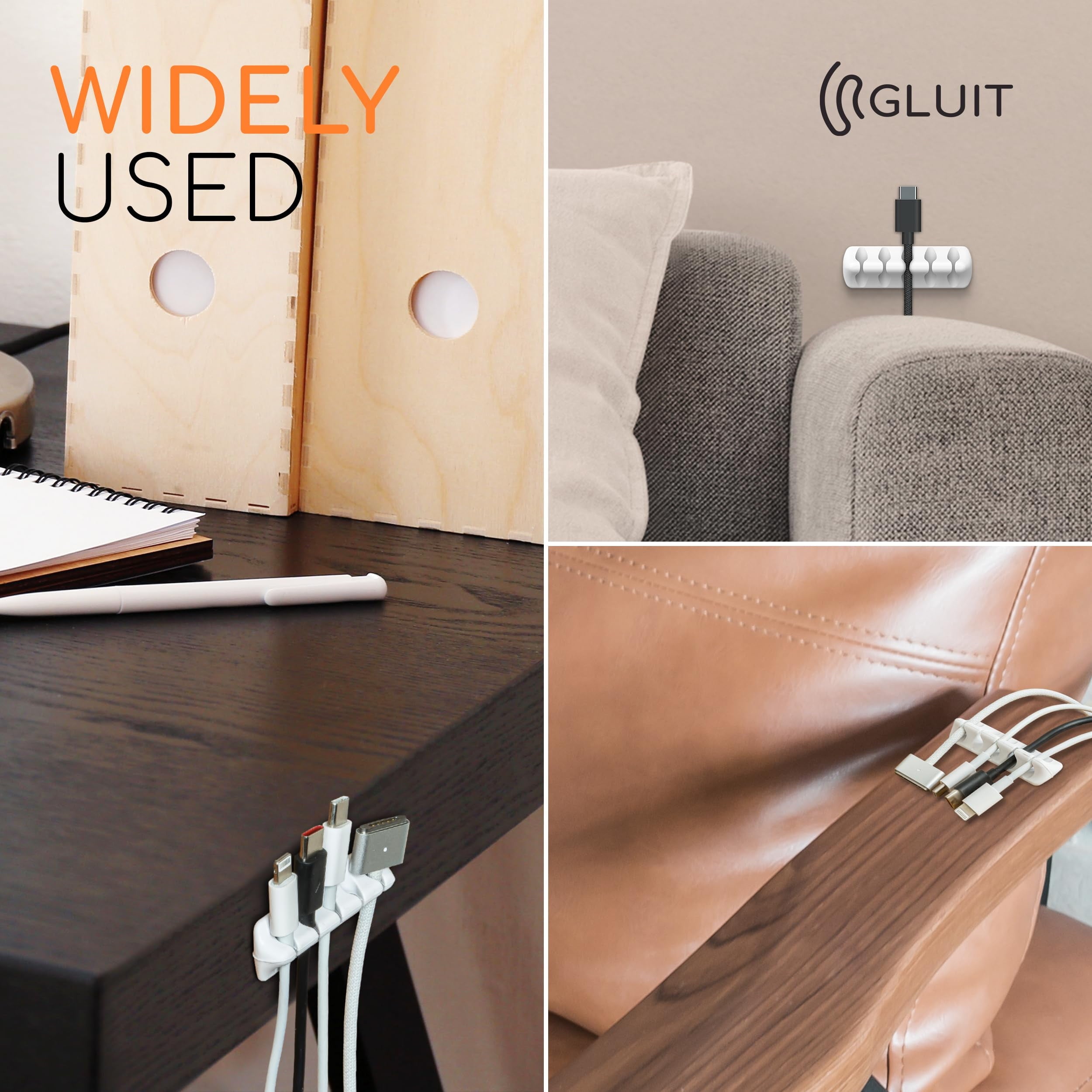 Cable Organizer with Strong Adhesive PVC White 5 Count - Image 6