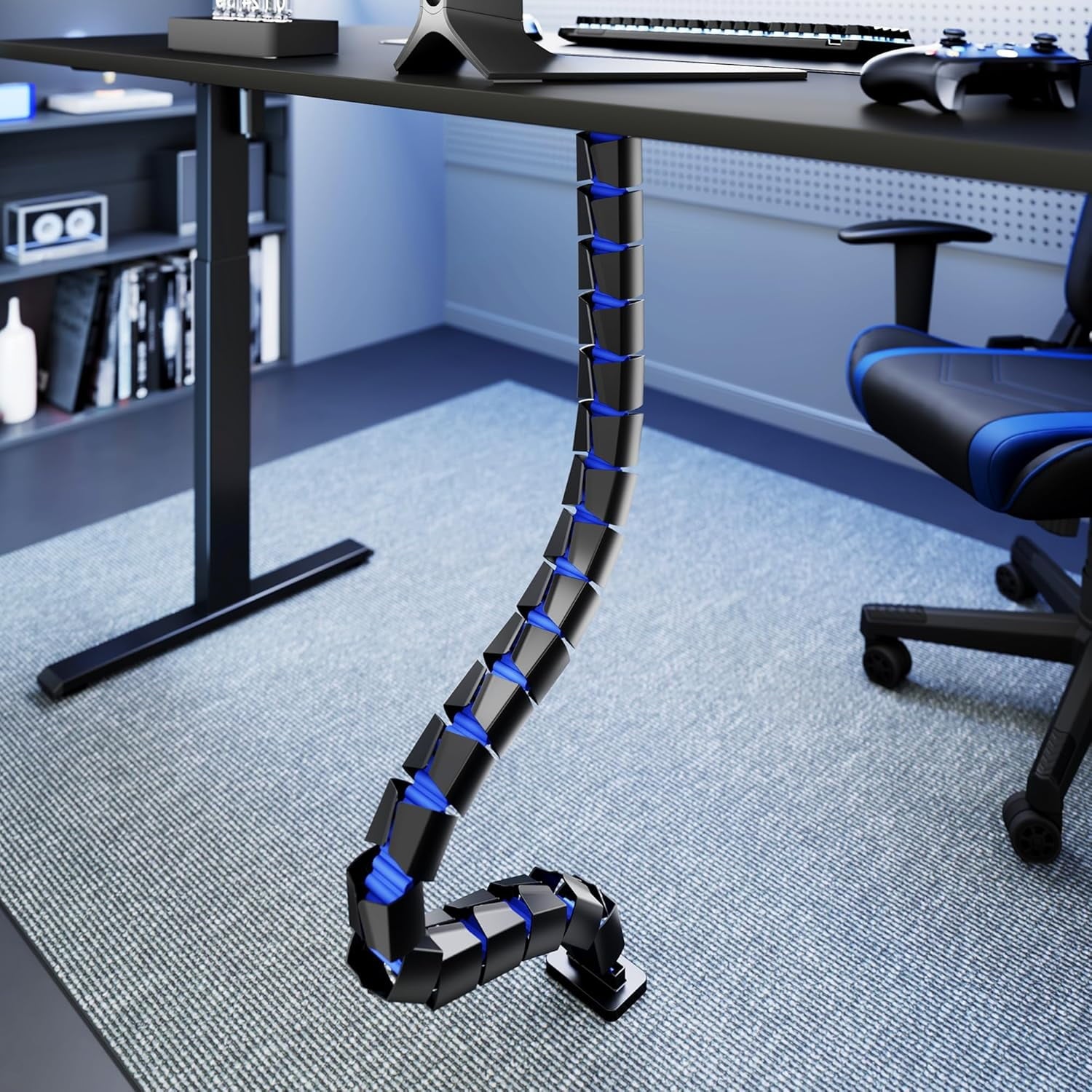 Under Desk Cable Management Spine, Magnetic Vertebrae Cable Management for Standing Desk, Length Adjustable Cord Orga... - Image 2