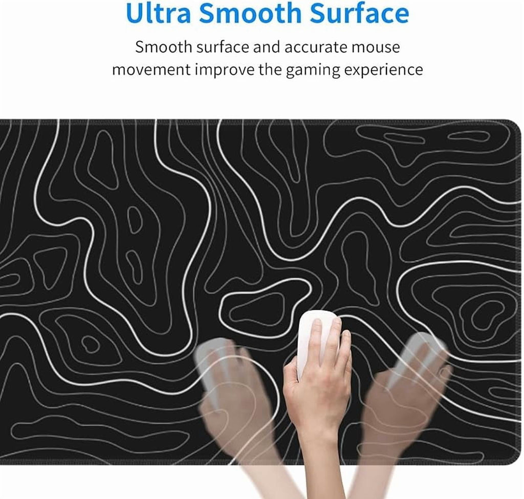 White Grey Black Gaming Mouse Pad Long Mouse Pad Large Desk Mat 31.5 X 11.8 Inch Mousepad with Non-Slip Base Stitched... - Image 3
