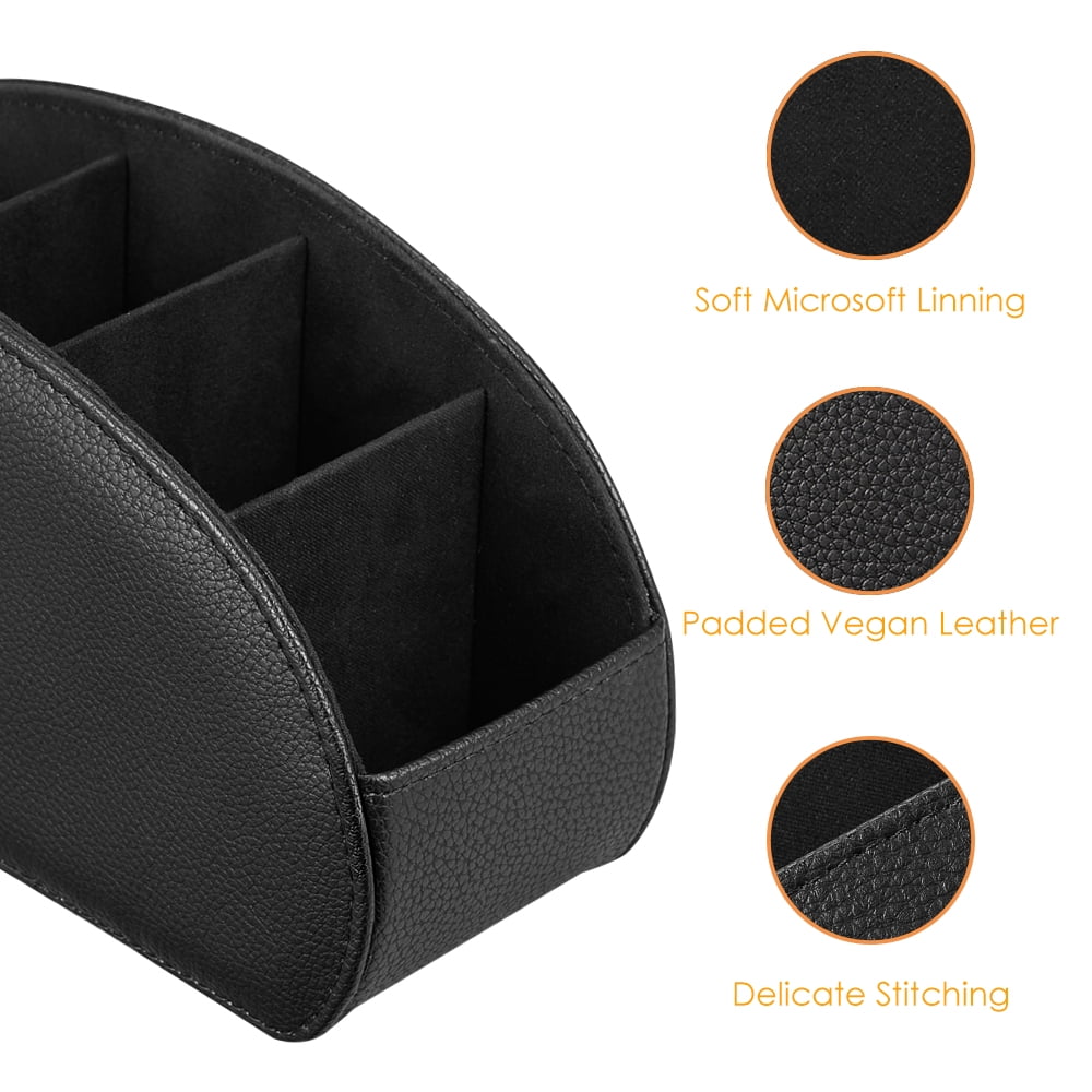 Control Holder Desktop Organizer - PU Leather Storage Caddy with 5 Compartments Fits Office Supplies, Makeup Brush, B... - Image 2