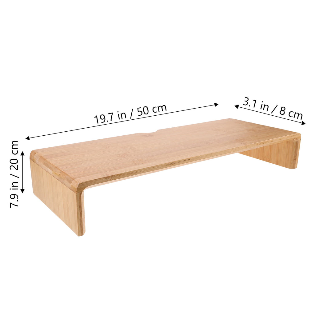 Beige Bamboo Monitor Riser Stand for Storage and Comfortable Viewing - Image 2