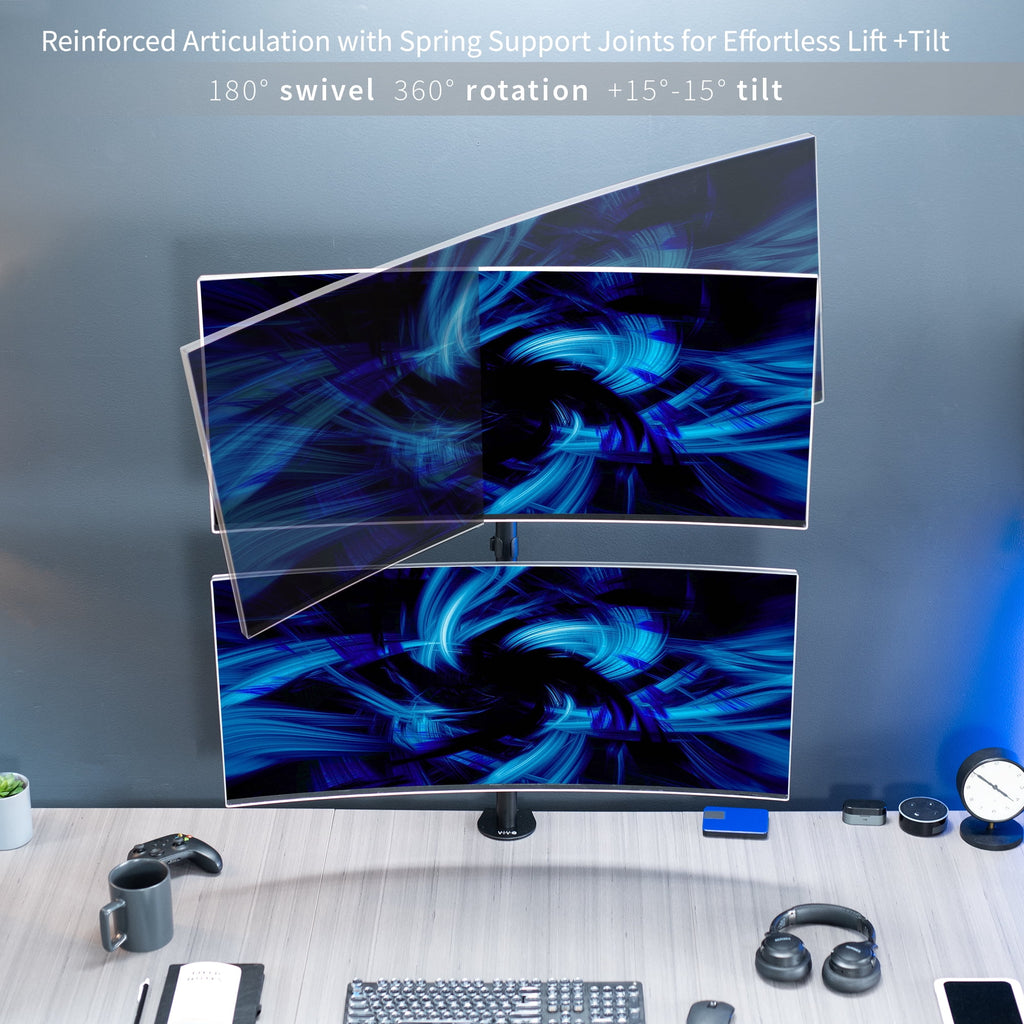 Dual Ultrawide Monitor Desk Mount, Adjustable Stand for 2 Screens up to 45" - Image 5