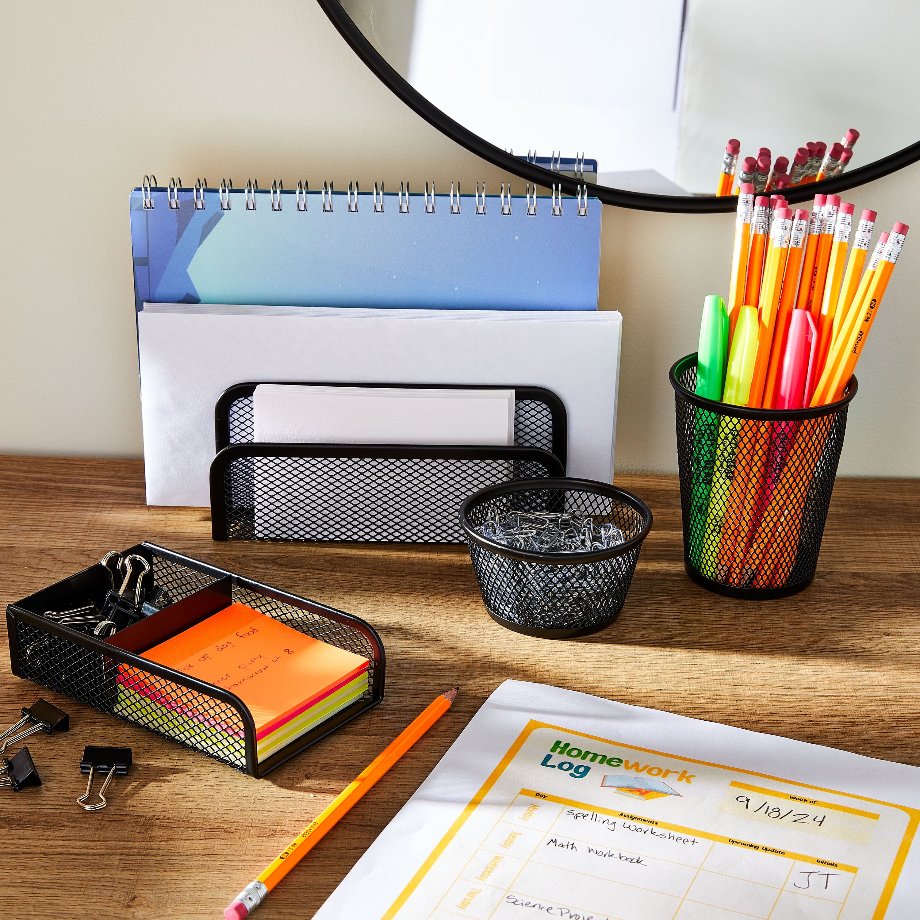 4-Piece Metal Desk Organizer Set, Black - Image 4