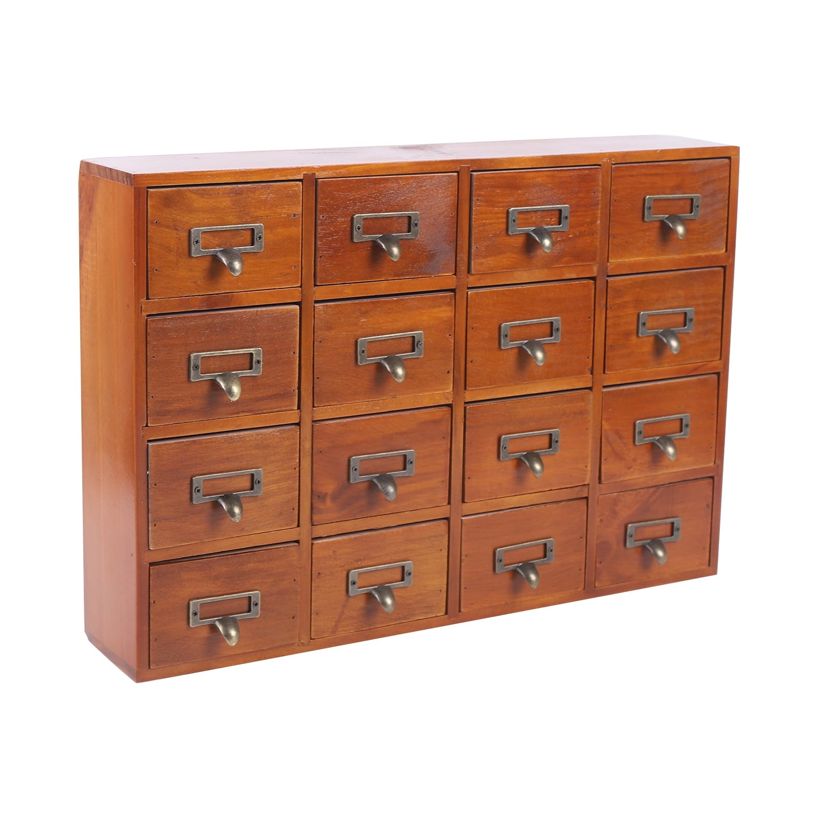16 Drawers Desk Drawer Organizer Retro Apothecary Medicine Cabinet Wooden Storage Box Label Holder 20x4x14In - Image 6