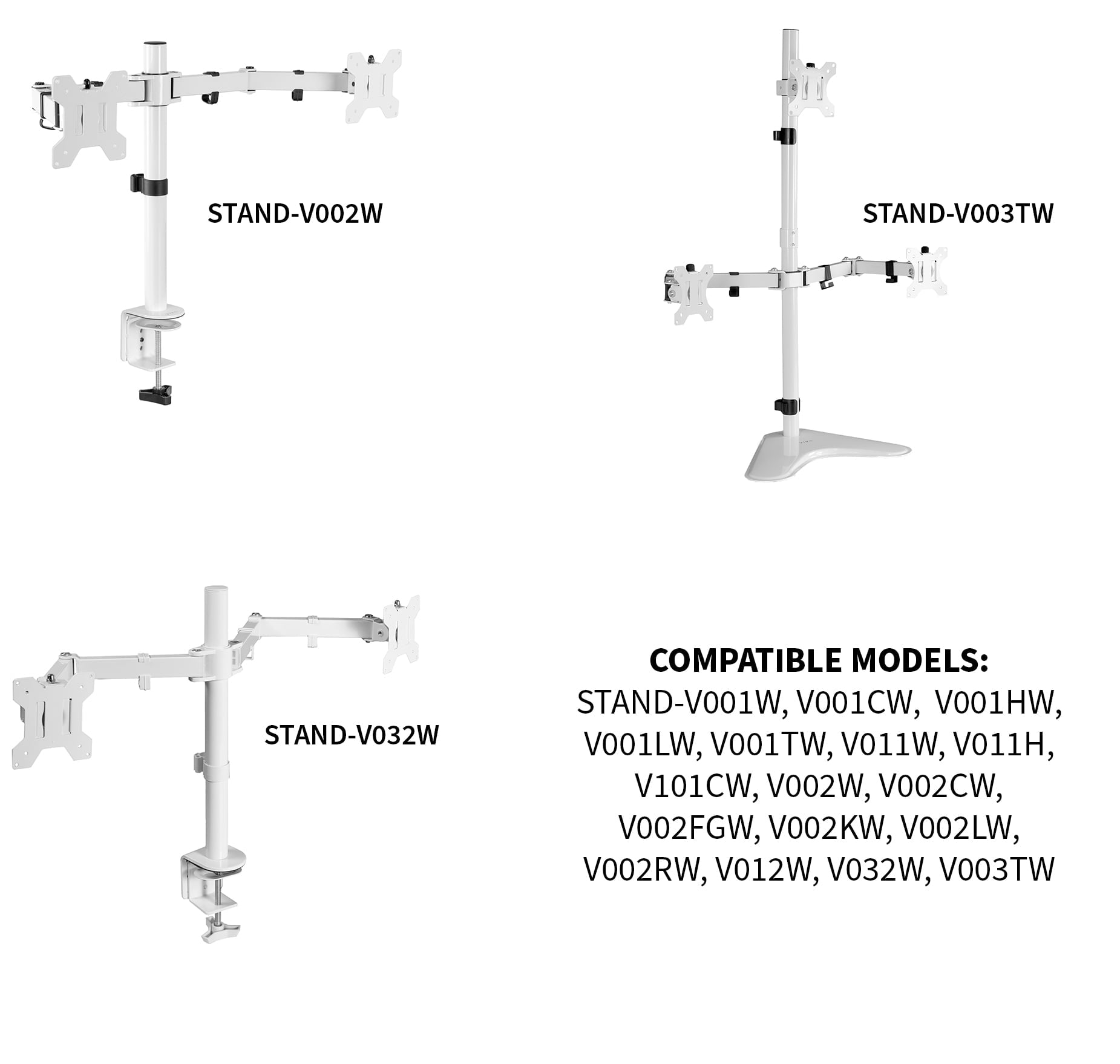 White Fully Adjustable Dual Monitor Arm for Desk Mount Stand - Image 3