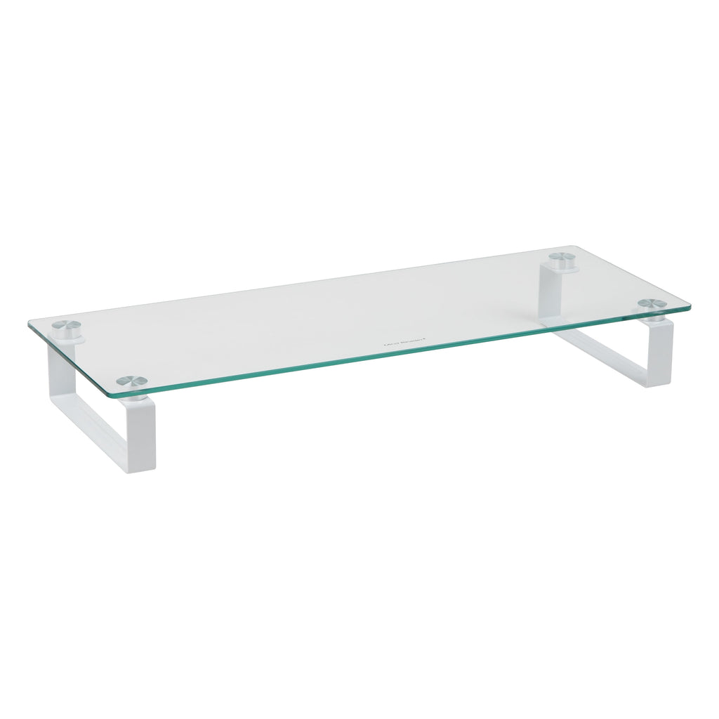 Mind Reader Monitor Stand, Contemporary, Desktop Organizer, Laptop Riser, Office, Glass, Clear - Image 4