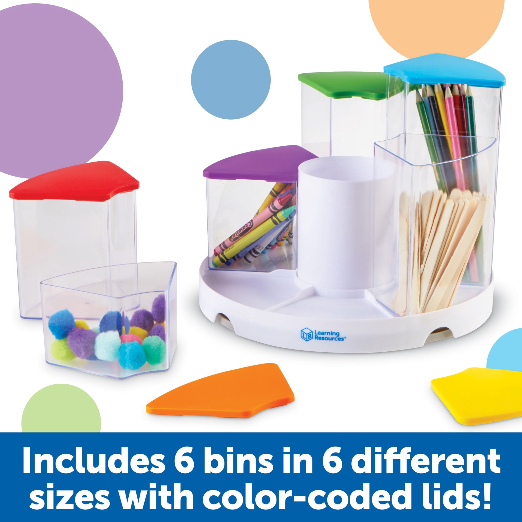 Create-a-Space See-Thru Spinning Bins -14 Pieces Classroom Organization, School Supplies Organizer, Desk Organization... - Image 2