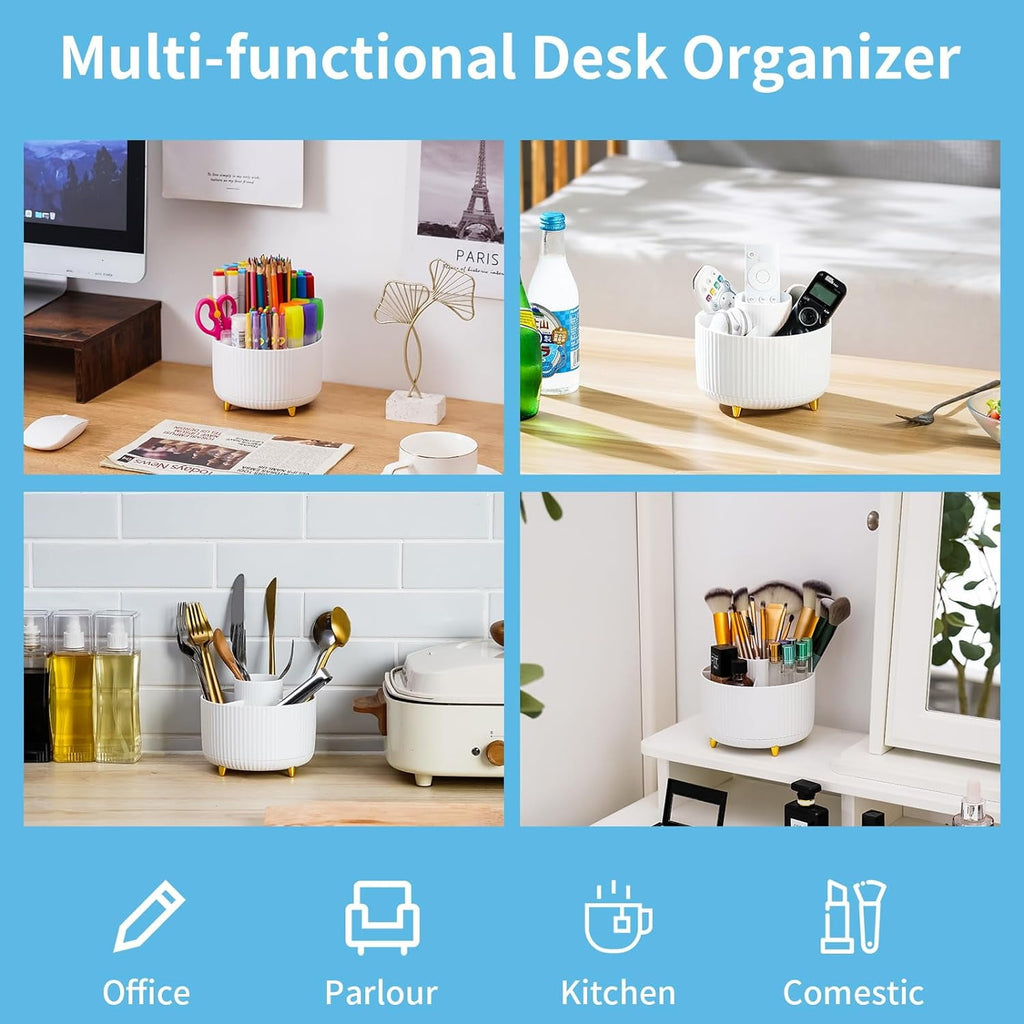 360 Rotating Desk Organizer 5 Compartments for Office Home - Image 6