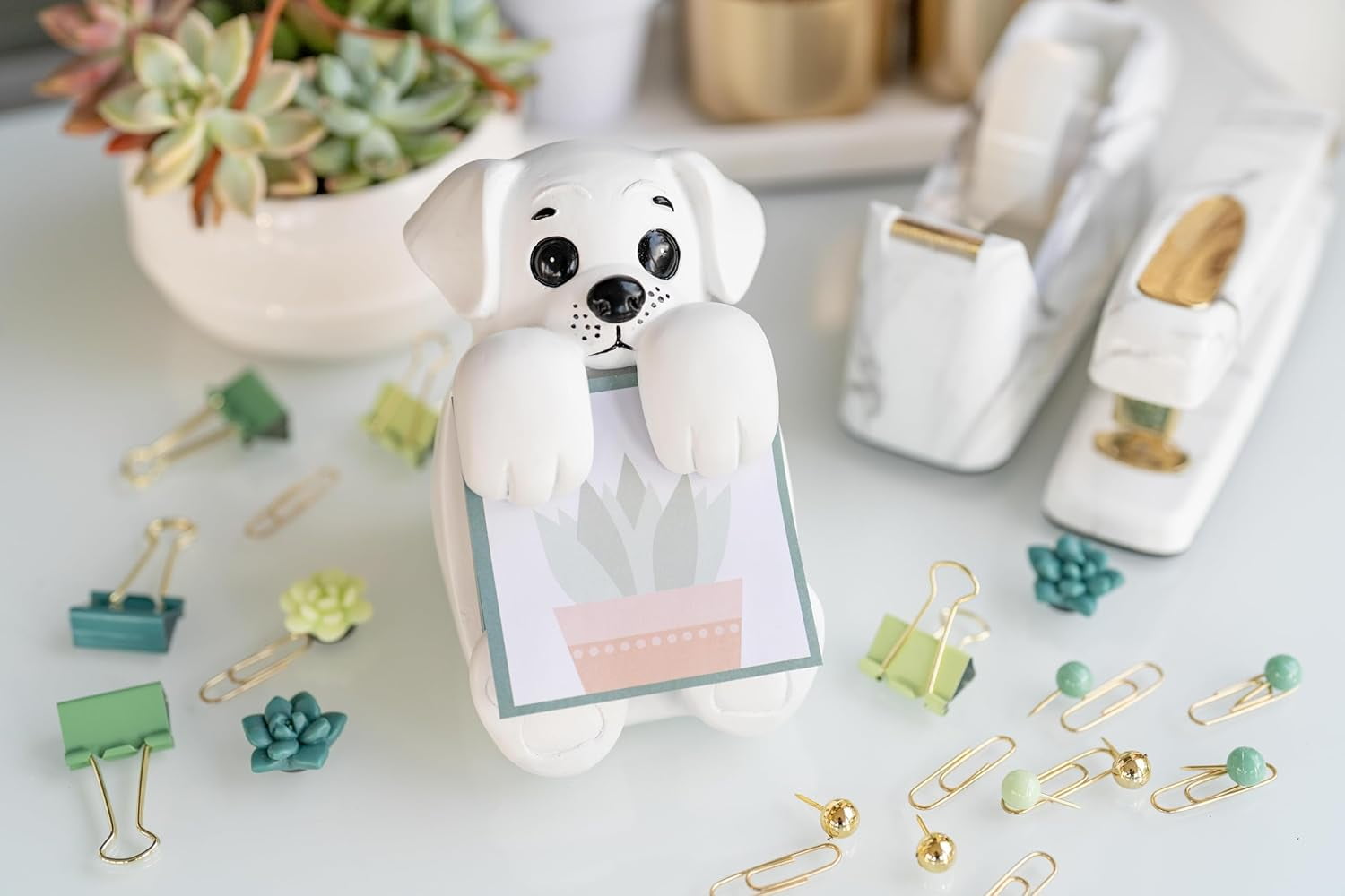 Resin Sticky Note Holder for Desk - Dog Note Dispenser 3"x3" - Office Decor & Accessories - Cute Desk Organizer - Image 2