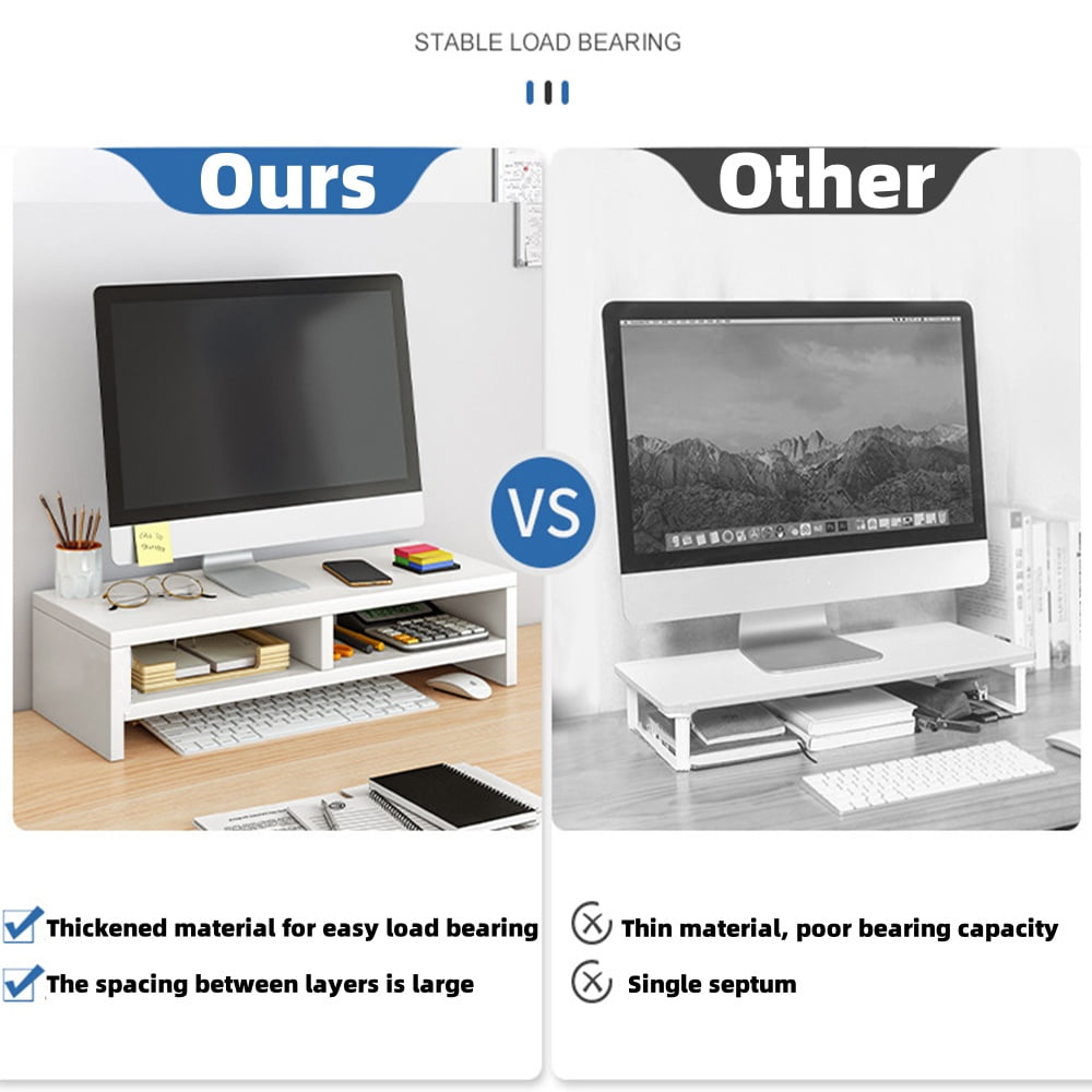 Monitor Stand Riser for Desk, 16.5 inch Computer Stand Desk Shelf, White 2-Tier - Image 3