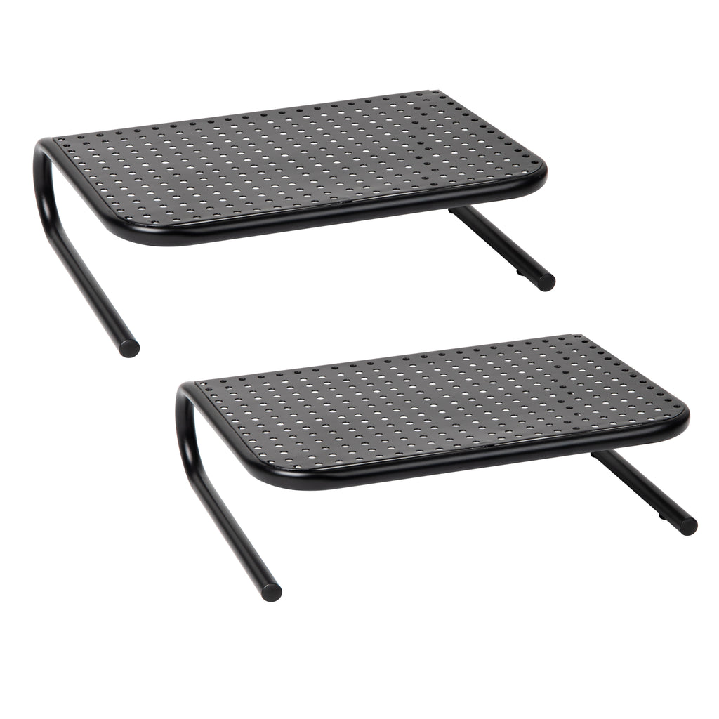Mind Reader Monitor Stand, Ventilated Laptop Riser, Desktop Organizer, Metal, 14.5"L x 11.25"W x 4.25"H, Set of 2, Black - Image 4