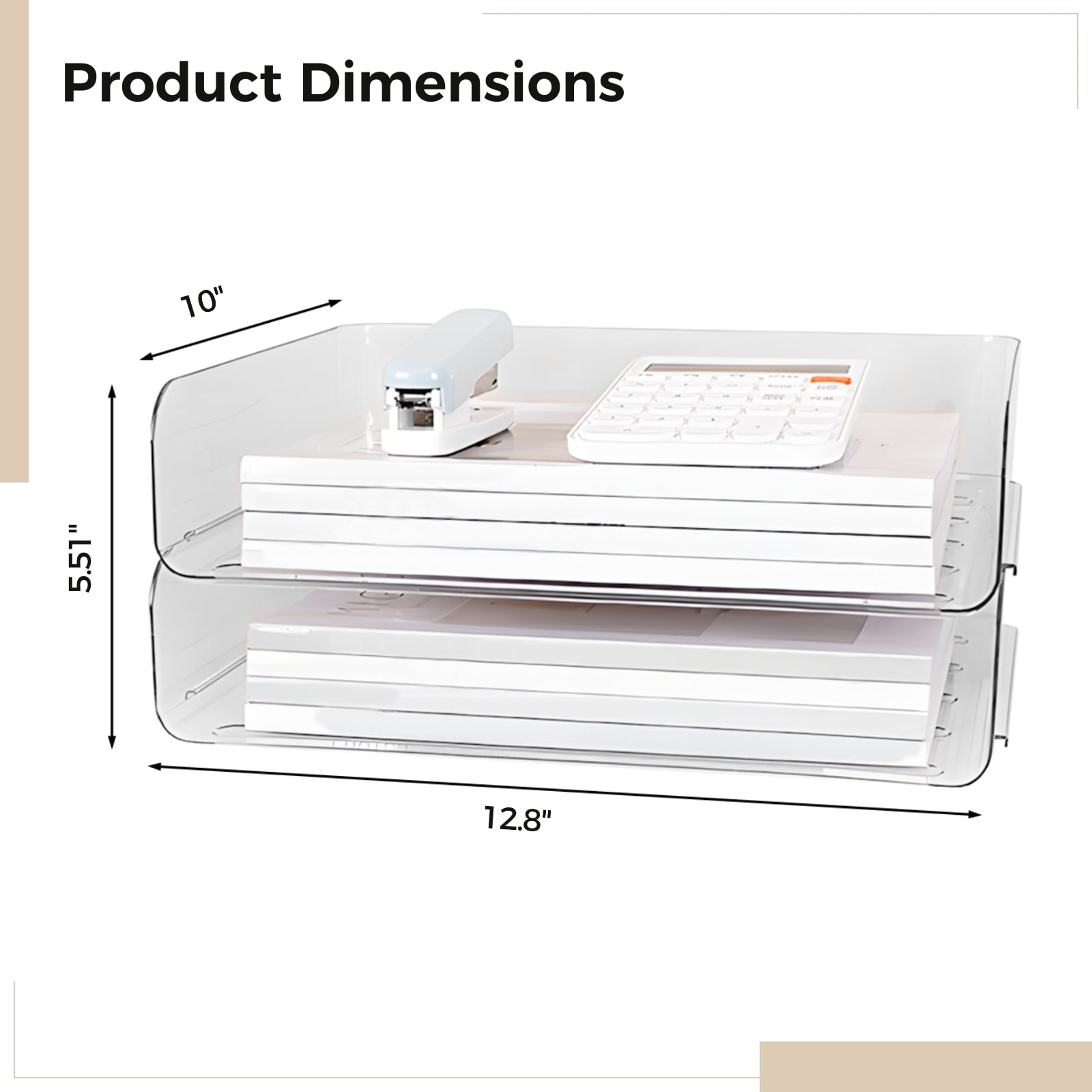 Paper Tray Organizer for Desk, 2-Tier Desktop Organizer, Transparent Acrylic Office Supplies Holder, Ideal for Office... - Image 4