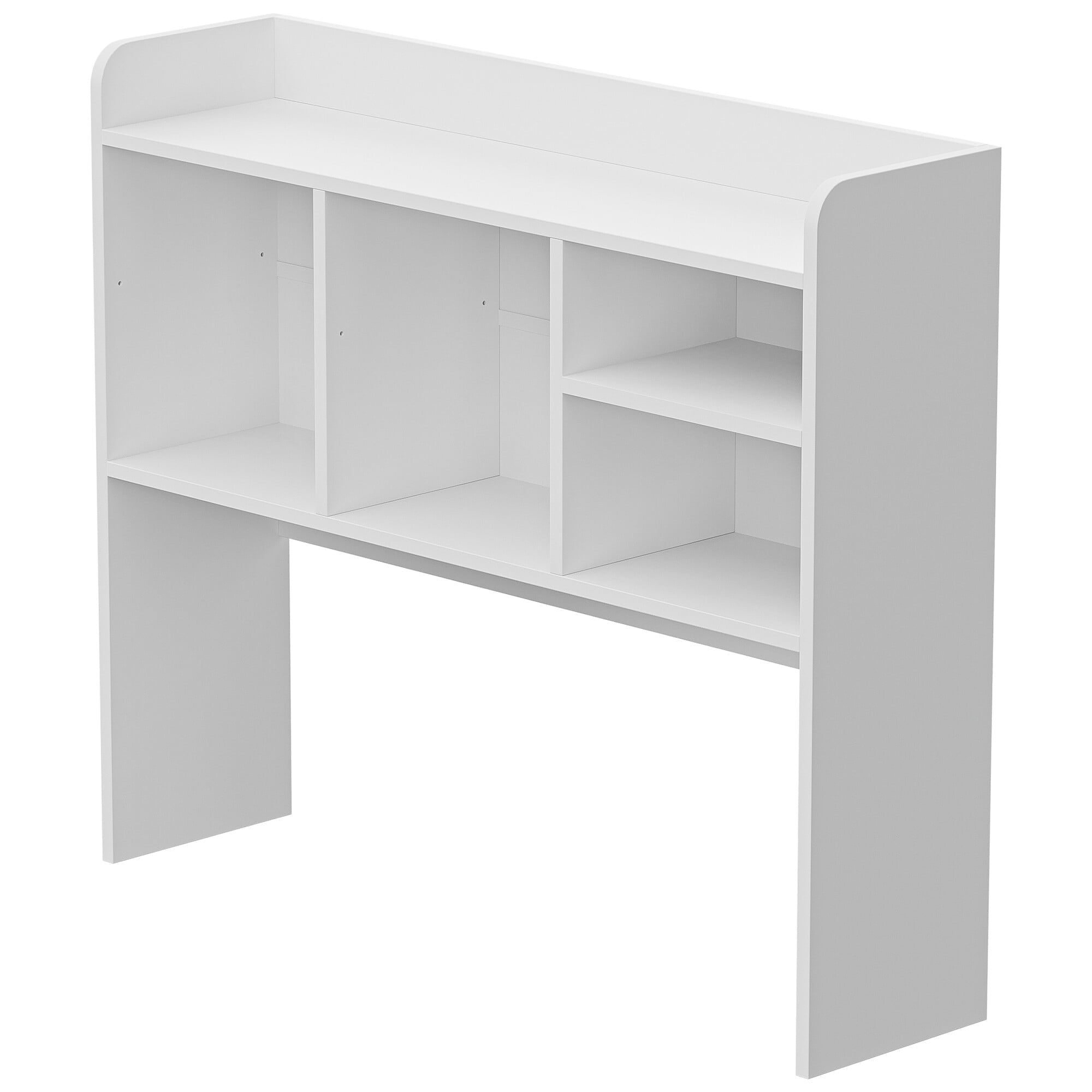 Desktop Bookshelf Storage Tabletop Display Hutch with 4 Shelves Wood Frame Freestanding Desk Organizer, White - Image 5