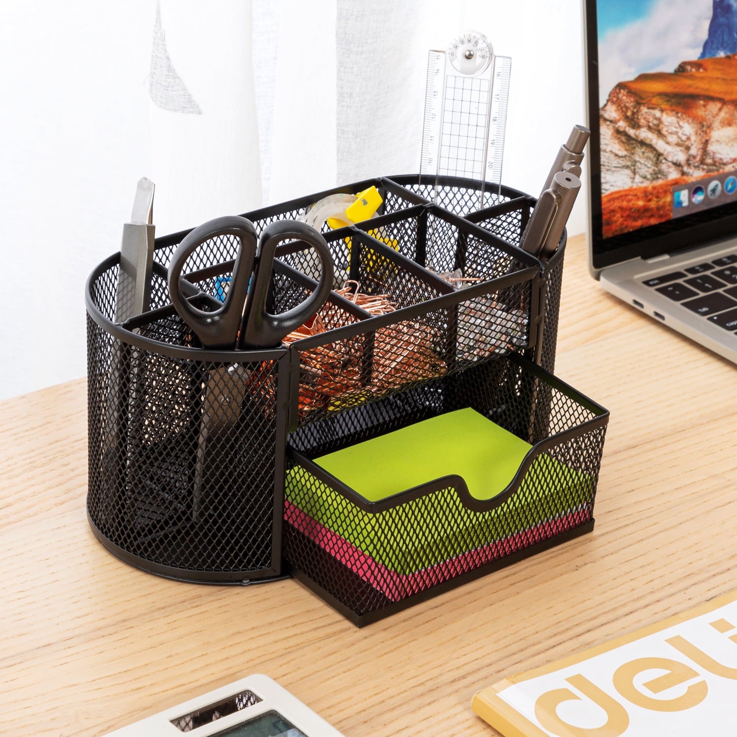 with Drawer, 8 Compartments, Black - Image 2