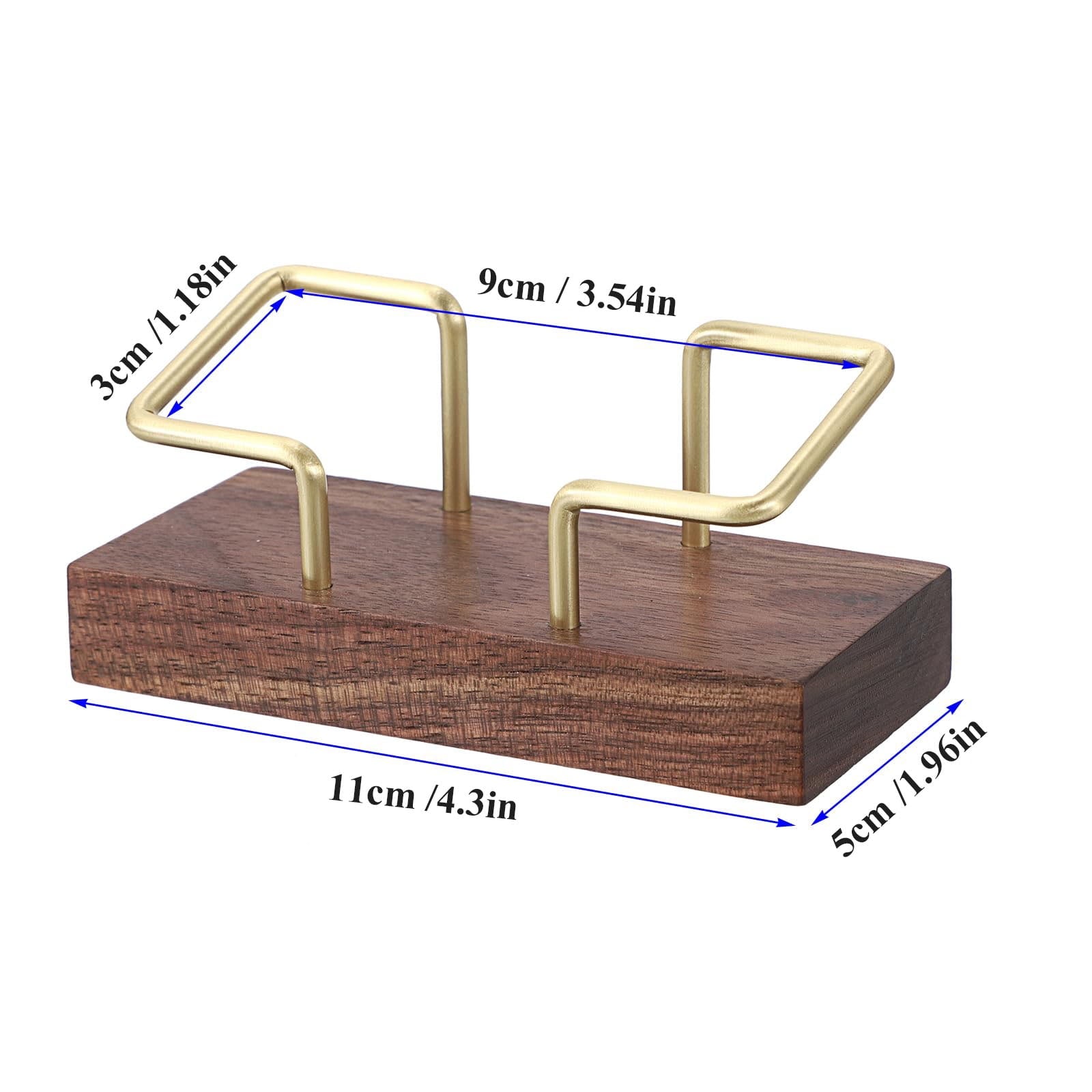 Wooden Business Card Holder for Desk - Elegant Walnut & Gold Metal Card Display Stand - Stylish Tabletop Business Car... - Image 5